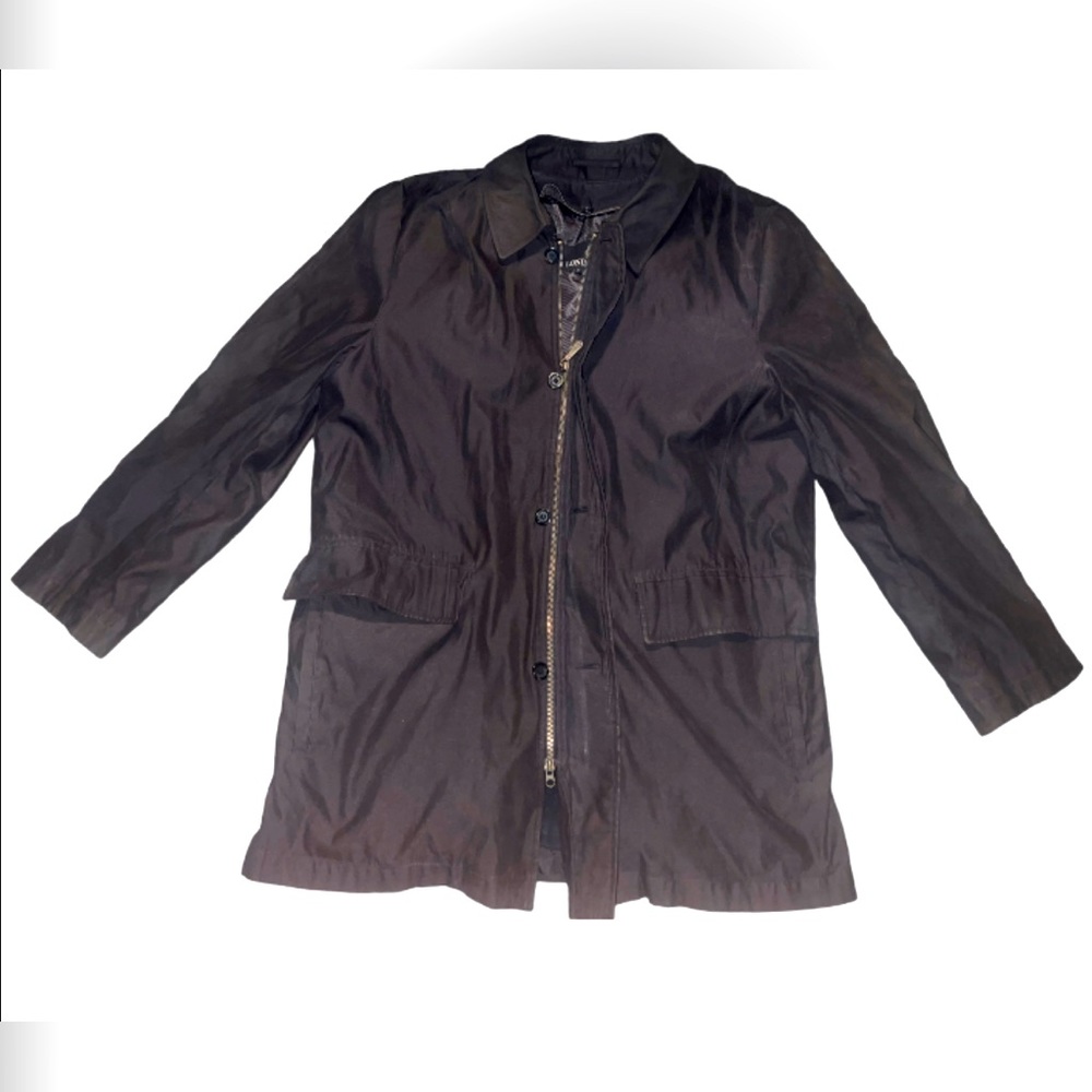 London Fog Men’s  Parka Coat  Quilted Lined Dark Brown Size Large